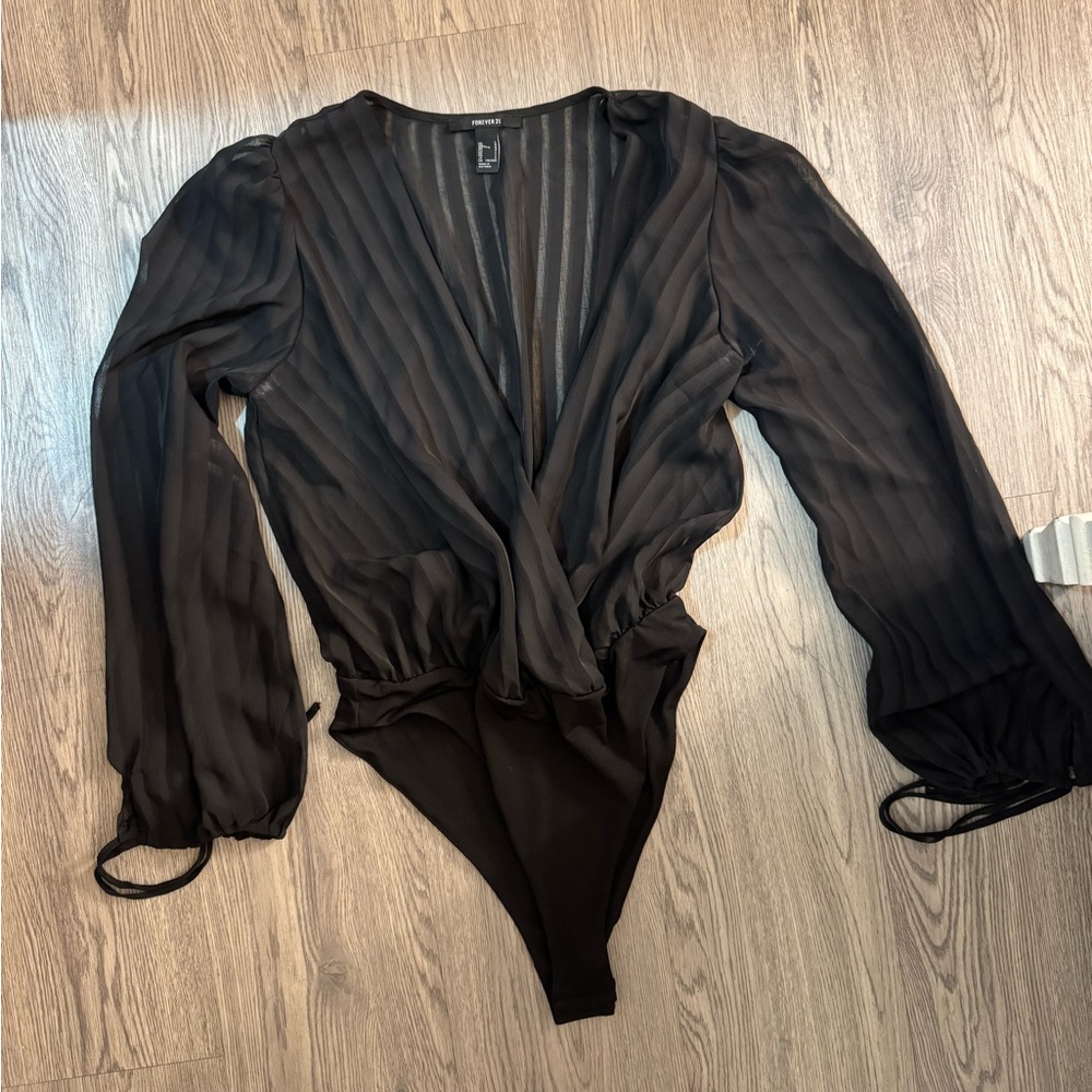 Sheer Black Long Sleeve Bodysuit
